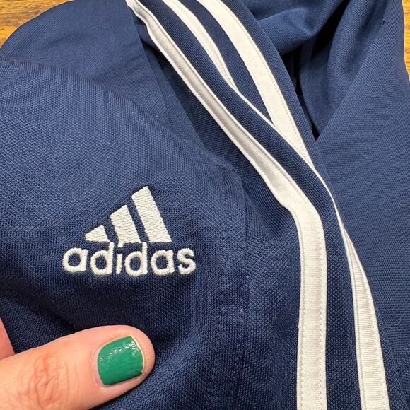 Adidas Womens Size L Track Pants Navy Blue 3-Stripe Classic Retro Straight Leg - Picture 11 of 16